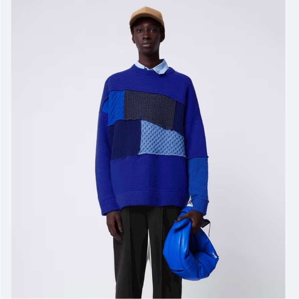 NWOT Ader Error x Zara Sweater Collab Chunky Patchwear Crewneck